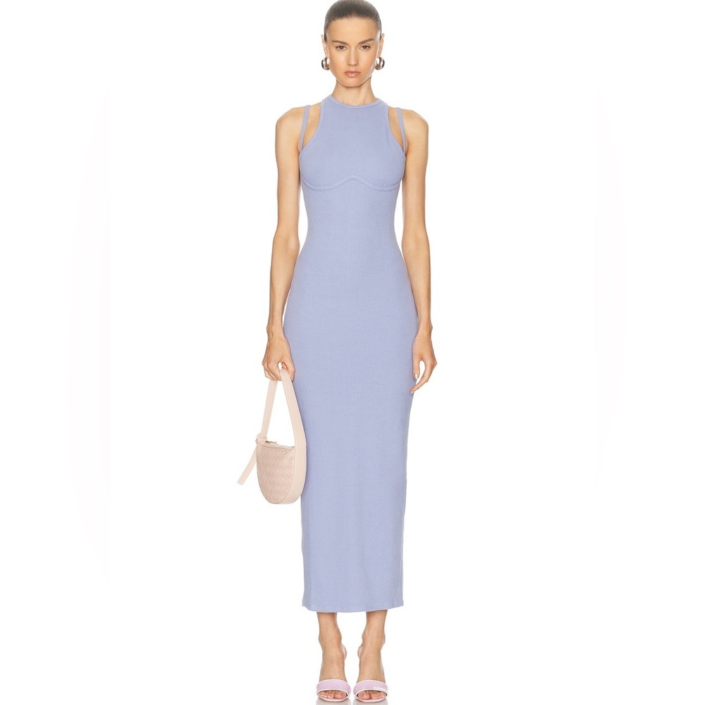 Fleur du Mal Ribbed Lavender Midi Dress
